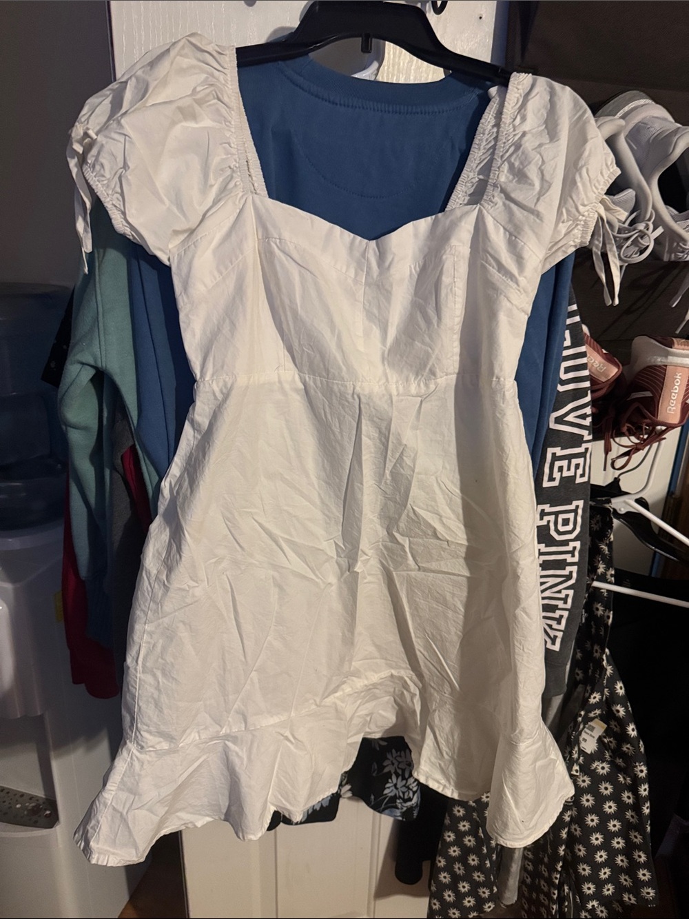 Hem & Thread White Midi Dress with Puff Sleeves